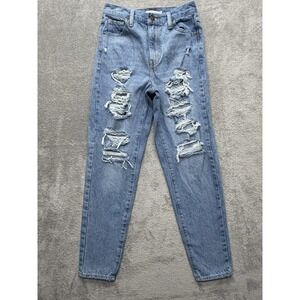 Levi's Jeans‎ Womens 25 Blue Mom High Waisted Relaxed Distressed Light Wash